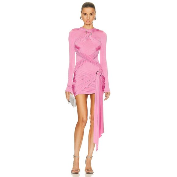 THE ATTICO Fran Mini Dress in Shocking Pink